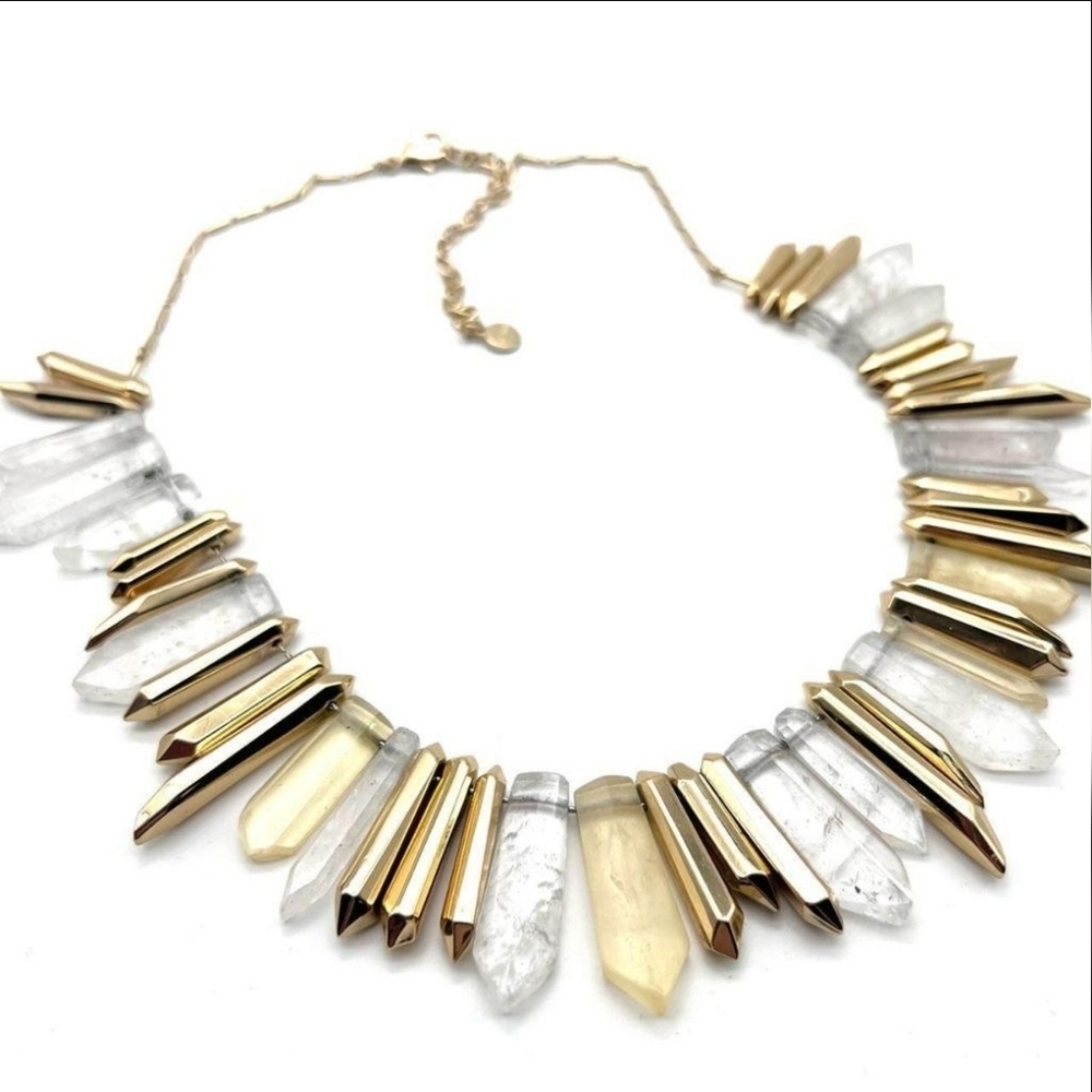 NIB Stella & Dot Rebel Stone Necklace In Gold